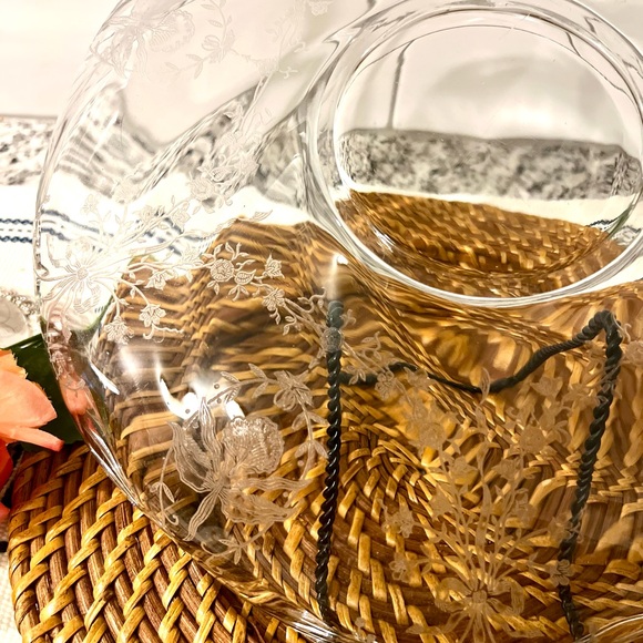 Vintage Heisey Crystal Orchid Etch Salver Platter Ruffled Beaded & Rolled Edge - Picture 3 of 15